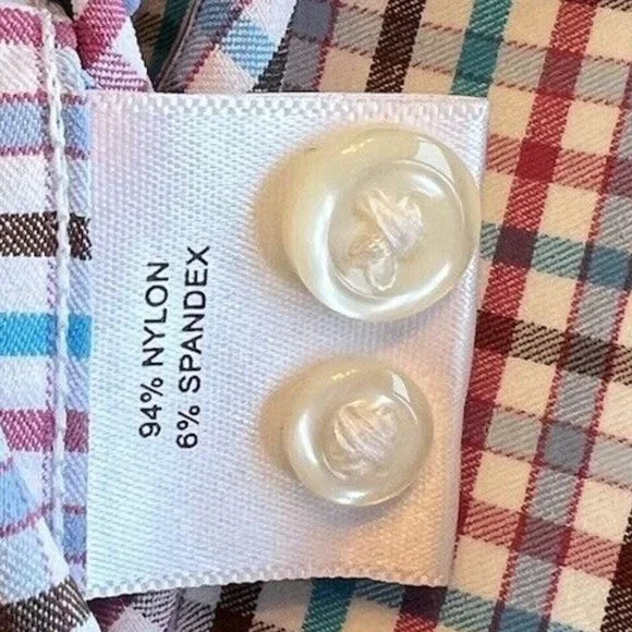 Peter Millar Pink Blue Plaid Summer Comfort Button Down‎ Shirt Size Medium - Picture 14 of 14